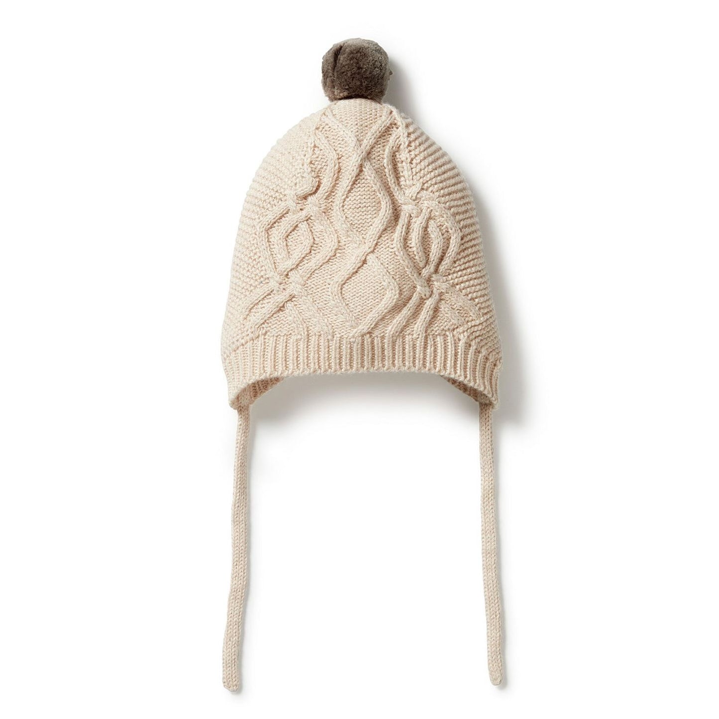 Knit Cable Bonnet - Oatmeal Melange