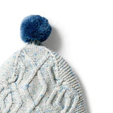 Knit Cable Bonnet - Bluestone