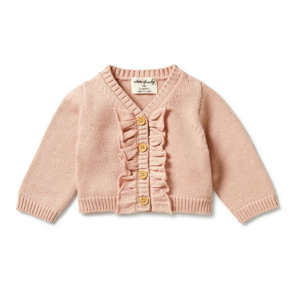 Knitted Ruffle Cardigam - Rose