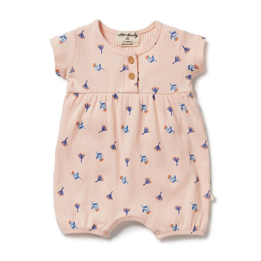 Playsuit Organic Rib - Little Flower