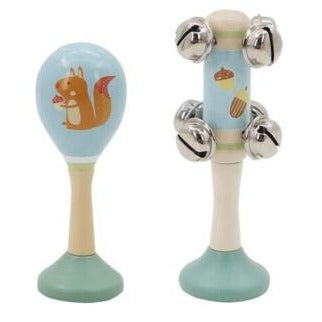 Calm & Breezy Maraca & Bell Stick Set - Forrest